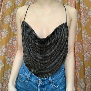 Keith Sparkle Cowl Neck Top